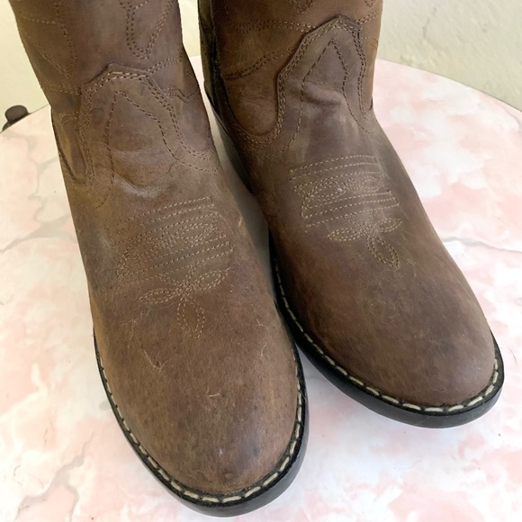 Brown leather kids cowboy boot size 4 NWT can fit a women’s size 5 - Picture 4 of 8